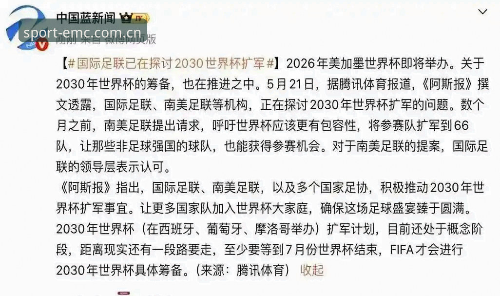 2030世界杯扩军至66队最新进展：中国男足迎来历史性机遇